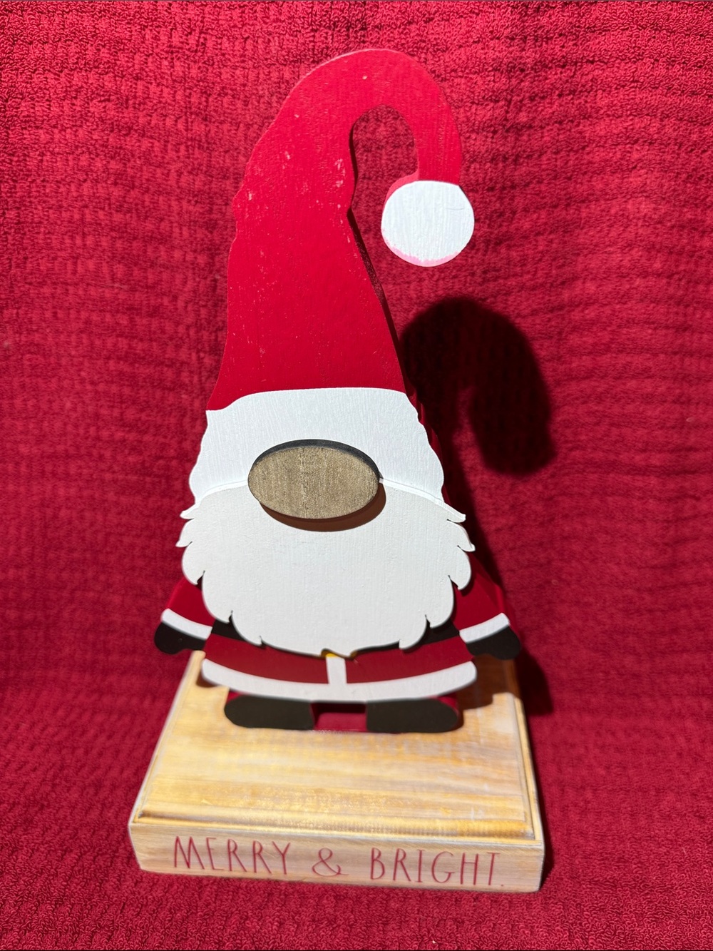 Rae Dunn MERRY & BRIGHT Wooden Santa Gnome